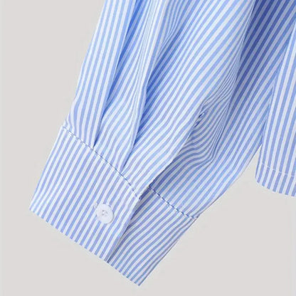 Men's Long Sleeve Striped Shirt Jacket - Button Up Lapel Collar Loose Fit Casual jacket Top