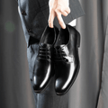 Men's Plain Toe Oxford Dress Shoes – Smooth Leather Lace-Up Formal Shoes for Work & Special Occasions
