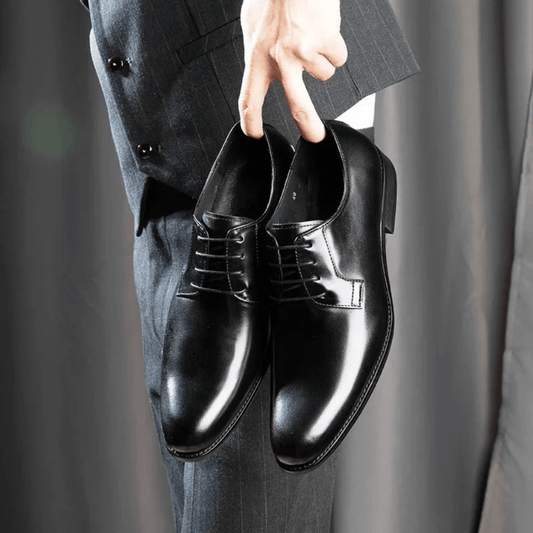 Men's Plain Toe Oxford Dress Shoes – Smooth Leather Lace-Up Formal Shoes for Work & Special Occasions