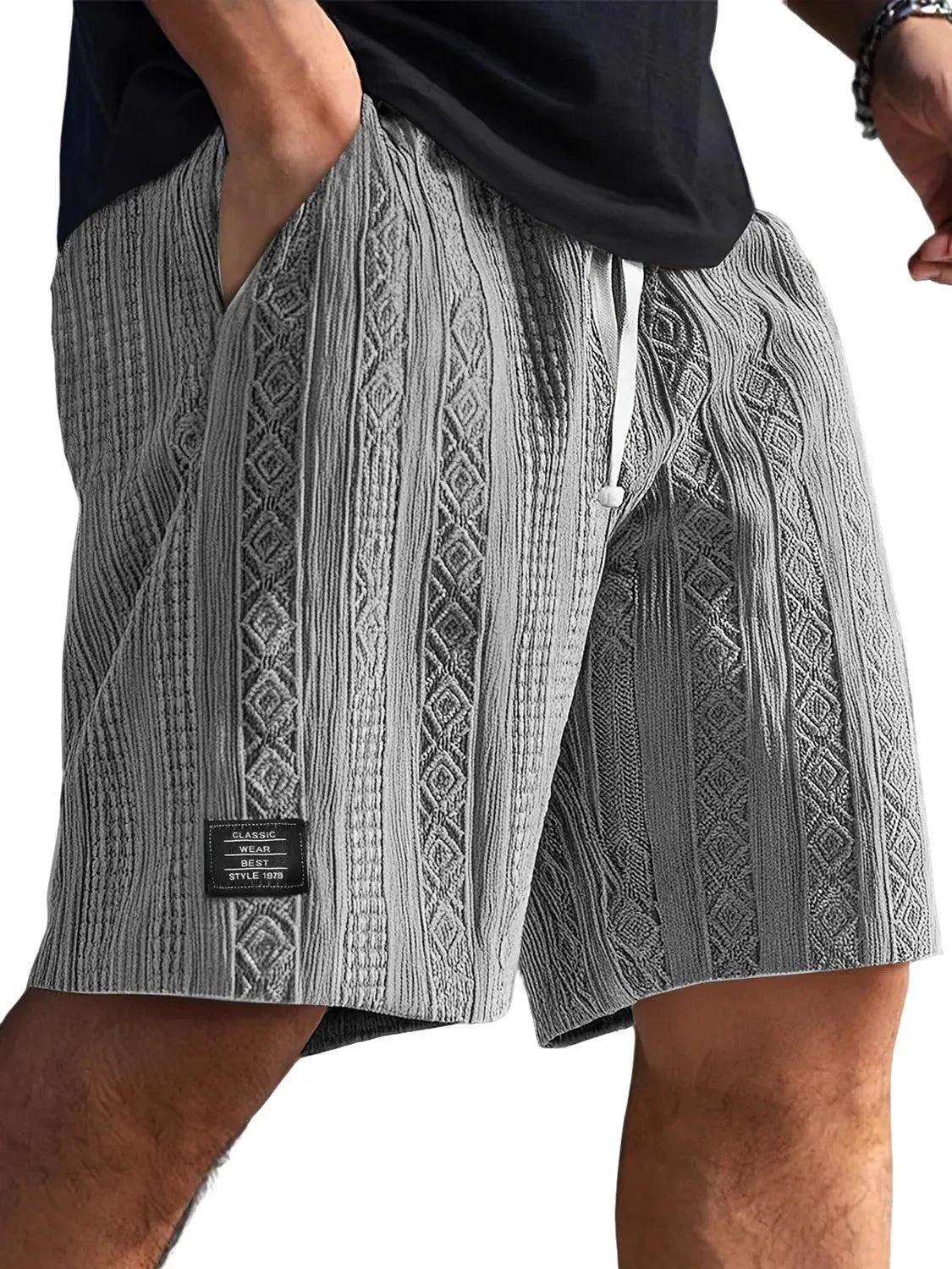 Men's Retro Jacquard Shorts – Casual Streetwear Summer Sweatpants Short Style