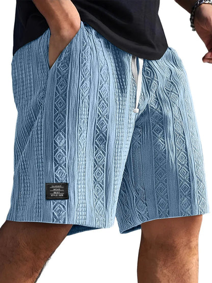 Men's Retro Jacquard Shorts – Casual Streetwear Summer Sweatpants Short Style