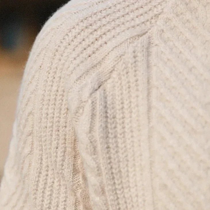 Men's Knit Polo Sweater – Long Sleeve Textured Pattern Ribbed Cuffs
