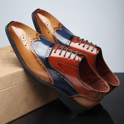 Men's Wingtip Brogue Dress Shoes – Lace-Up Perforated Oxford Brogues for Formal & Business Wear