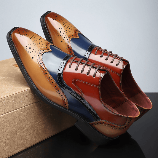 Men's Wingtip Brogue Dress Shoes – Lace-Up Perforated Oxford Brogues for Formal & Business Wear