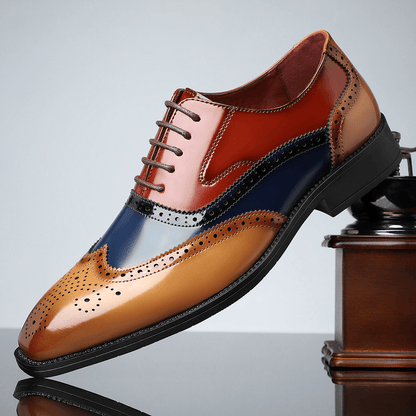 Men's Wingtip Brogue Dress Shoes – Lace-Up Perforated Oxford Brogues for Formal & Business Wear