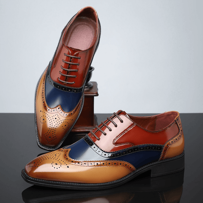 Men's Wingtip Brogue Dress Shoes – Lace-Up Perforated Oxford Brogues for Formal & Business Wear