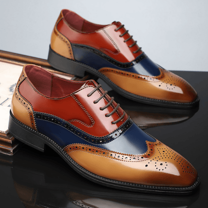 Men's Wingtip Brogue Dress Shoes – Lace-Up Perforated Oxford Brogues for Formal & Business Wear