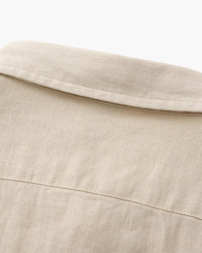 Men's Linen Shirt – Long Sleeve Button Front Casual Shirt with Pointed Collar for Everyday & Smart Casual Wear