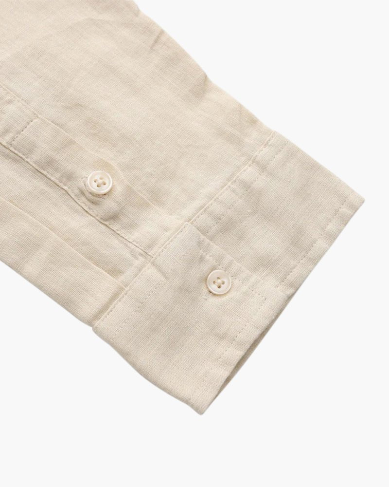 Men's Linen Shirt – Long Sleeve Button Front Casual Shirt with Pointed Collar for Everyday & Smart Casual Wear