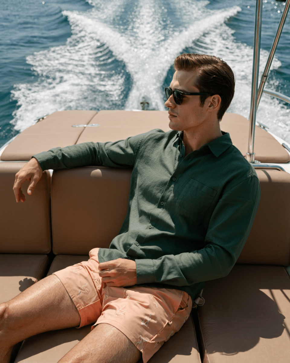 Men's Linen Shirt – Long Sleeve Button Front Casual Shirt with Pointed Collar for Everyday & Smart Casual Wear