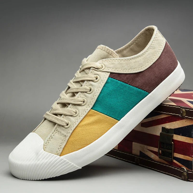 Men's Color Block Sneakers – Low Top Casual Lace-Up Sneakers for Everyday & Street Style Wear