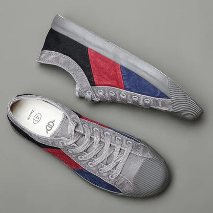 Men's Color Block Sneakers – Low Top Casual Lace-Up Sneakers for Everyday & Street Style Wear