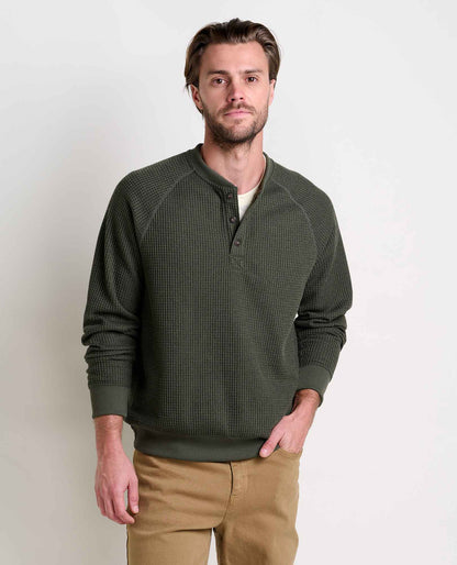Men's Waffle Knit Henley Shirt – Midweight Breathable Textured Henley for Casual & Smart Casual Wear
