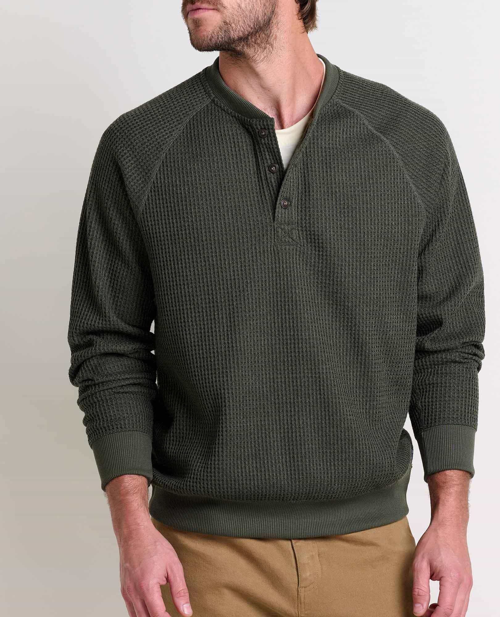 Men's Waffle Knit Henley | Midweight Smart Casual