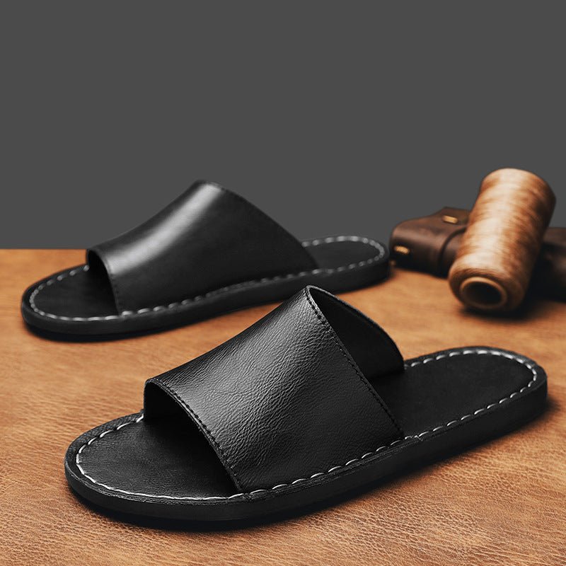 Men's Slip-On Sandals – Open Toe Wide Strap Flat Sandals for Beach, Casual & Everyday Summer Wear
