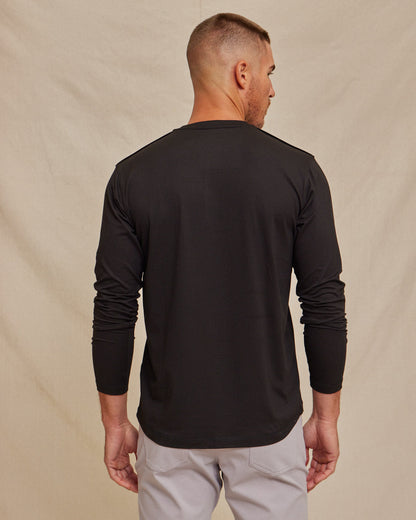 Men's Performance Henley Shirt – Long Sleeve Moisture Wicking Breathable Henley for Casual & Everyday Wear