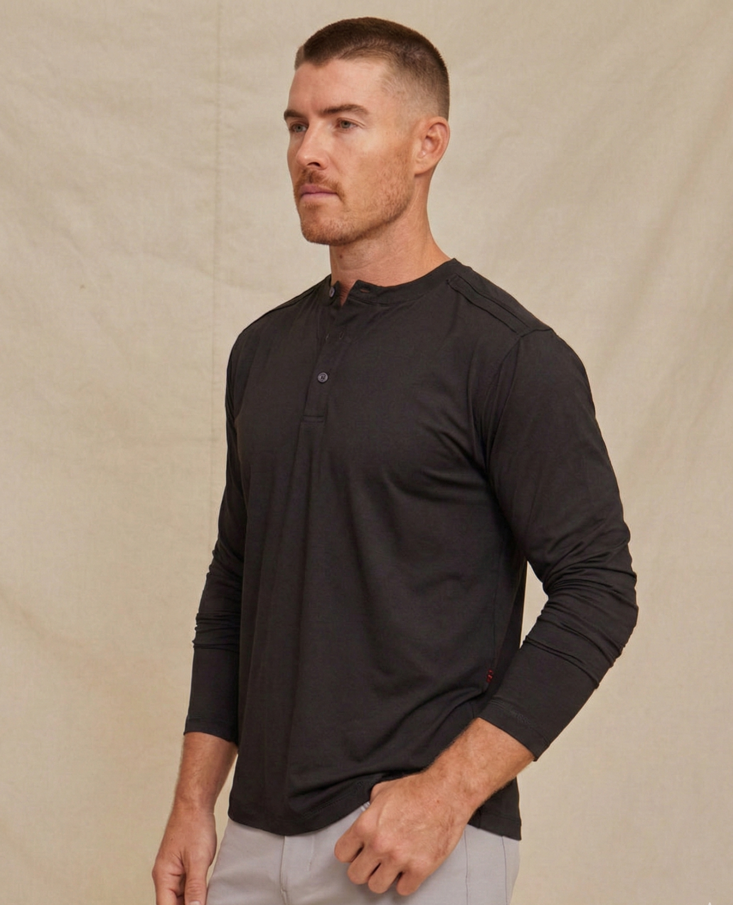 Men's Performance Henley Shirt – Long Sleeve Moisture Wicking Breathable Henley for Casual & Everyday Wear