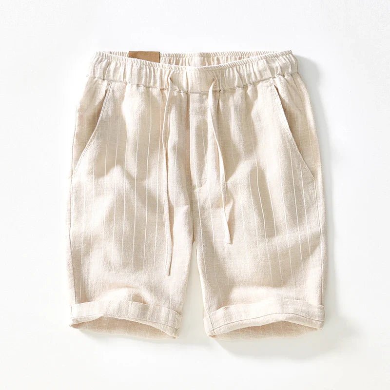 Men's Pinstripe Shorts – Relaxed Fit Drawstring Summer Shorts with Cuffed Hem for Casual WearMen's Pinstripe Shorts – Relaxed Fit Drawstring Summer Shorts with Cuffed Hem for Casual Wear
