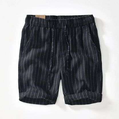 Men's Pinstripe Shorts – Relaxed Fit Drawstring Summer Shorts with Cuffed Hem for Casual WearMen's Pinstripe Shorts – Relaxed Fit Drawstring Summer Shorts with Cuffed Hem for Casual Wear