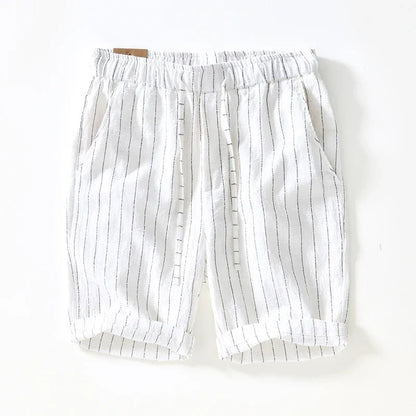 Men's Pinstripe Shorts – Relaxed Fit Drawstring Summer Shorts with Cuffed Hem for Casual WearMen's Pinstripe Shorts – Relaxed Fit Drawstring Summer Shorts with Cuffed Hem for Casual Wear