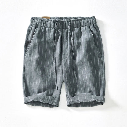 Men's Pinstripe Shorts – Relaxed Fit Drawstring Summer Shorts with Cuffed Hem for Casual WearMen's Pinstripe Shorts – Relaxed Fit Drawstring Summer Shorts with Cuffed Hem for Casual Wear