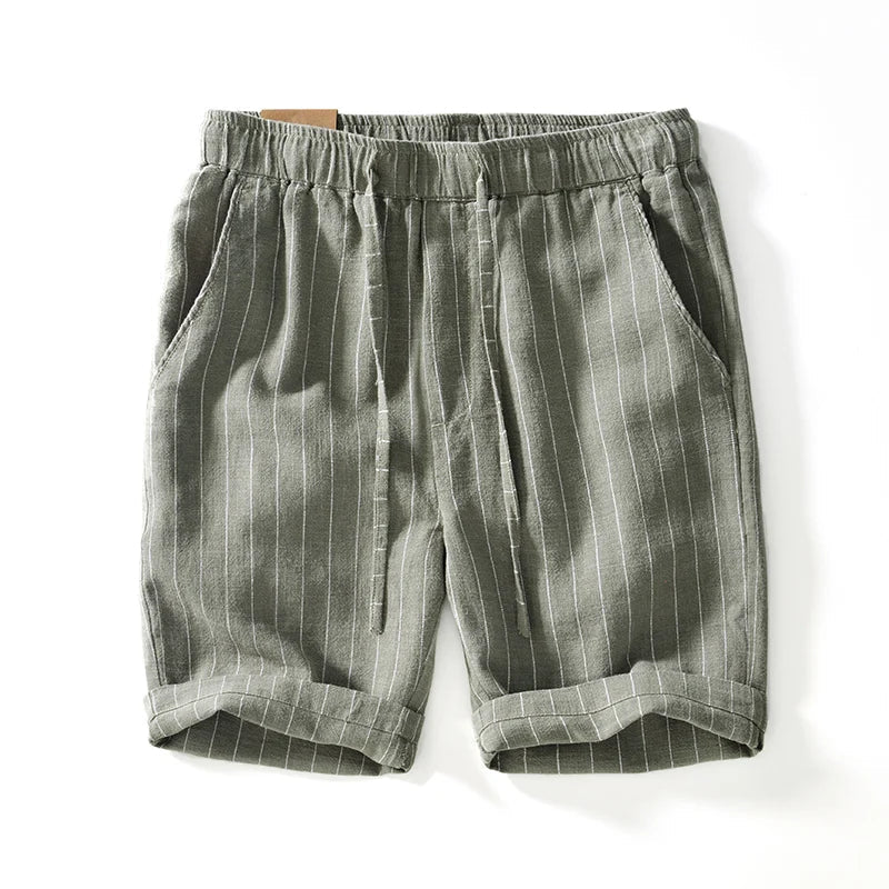 Men's Pinstripe Shorts – Relaxed Fit Drawstring Summer Shorts with Cuffed Hem for Casual WearMen's Pinstripe Shorts – Relaxed Fit Drawstring Summer Shorts with Cuffed Hem for Casual Wear