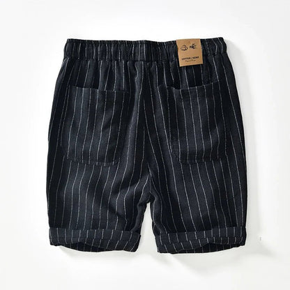 Men's Pinstripe Shorts – Relaxed Fit Drawstring Summer Shorts with Cuffed Hem for Casual WearMen's Pinstripe Shorts – Relaxed Fit Drawstring Summer Shorts with Cuffed Hem for Casual Wear