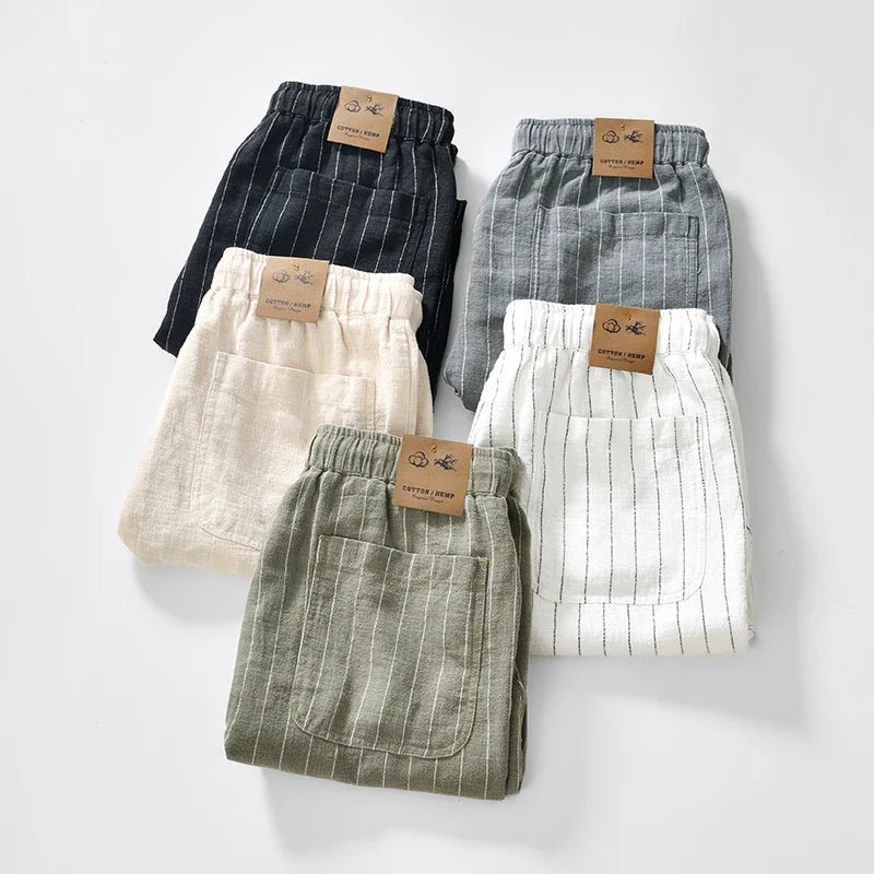 Men's Pinstripe Shorts – Relaxed Fit Drawstring Summer Shorts with Cuffed Hem for Casual WearMen's Pinstripe Shorts – Relaxed Fit Drawstring Summer Shorts with Cuffed Hem for Casual Wear