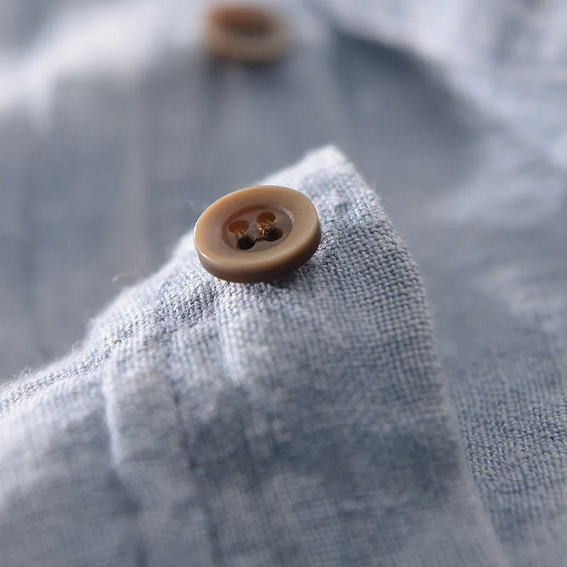 Men's Short Sleeve Linen Shirt – Relaxed Fit Button-Up Linen Shirt with Rolled Cuffs for Summer & Casual Wear