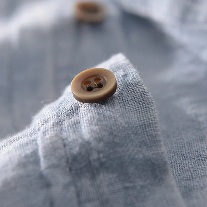 Men's Short Sleeve Linen Shirt – Relaxed Fit Button-Up Linen Shirt with Rolled Cuffs for Summer & Casual Wear