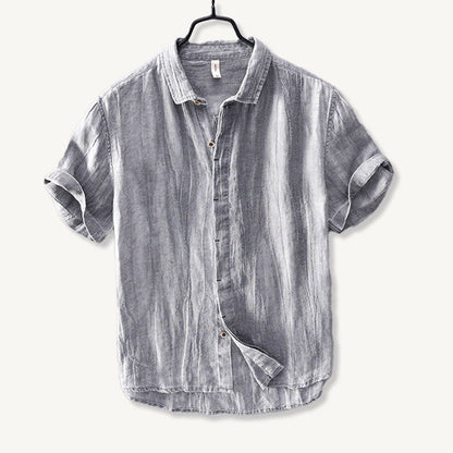 Men's Short Sleeve Linen Shirt – Relaxed Fit Button-Up Linen Shirt with Rolled Cuffs for Summer & Casual Wear