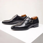 Men's Leather Monk Strap Dress Shoes | Single Buckle