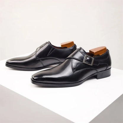 Men's Monk Strap Dress Shoes – Single Buckle Closure Formal Shoes with Rounded Toe for Work & Business Wear