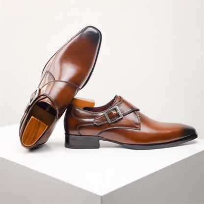Men's Monk Strap Dress Shoes – Single Buckle Closure Formal Shoes with Rounded Toe for Work & Business Wear