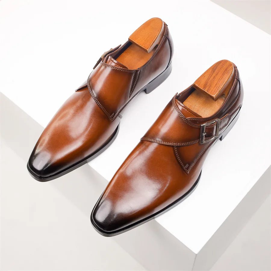 Men's Monk Strap Dress Shoes – Single Buckle Closure Formal Shoes with Rounded Toe for Work & Business Wear