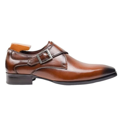 Men's Monk Strap Dress Shoes – Single Buckle Closure Formal Shoes with Rounded Toe for Work & Business Wear