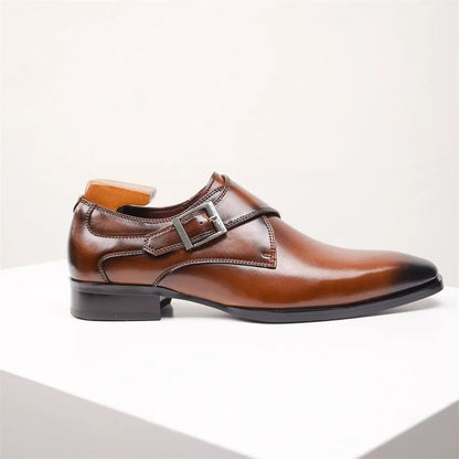 Men's Monk Strap Dress Shoes – Single Buckle Closure Formal Shoes with Rounded Toe for Work & Business Wear