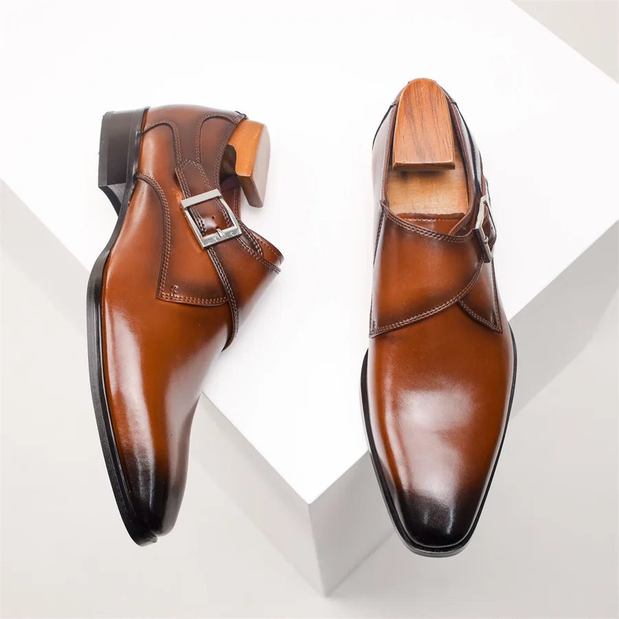 Men's Monk Strap Dress Shoes – Single Buckle Closure Formal Shoes with Rounded Toe for Work & Business Wear