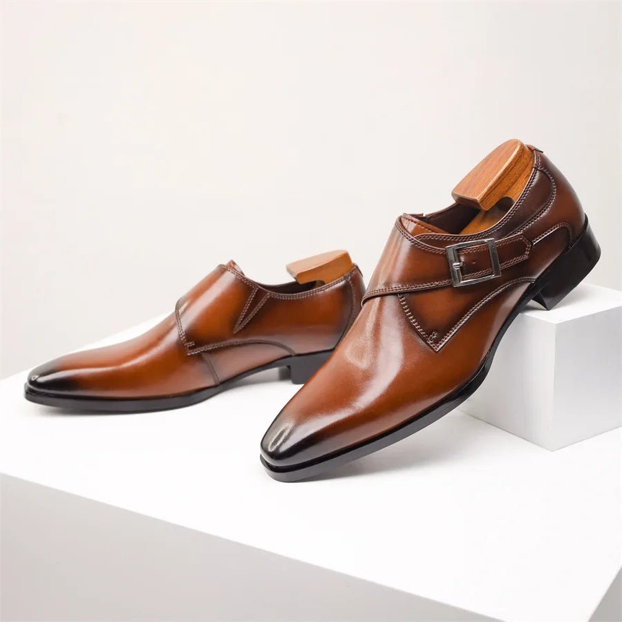 Men's Monk Strap Dress Shoes – Single Buckle Closure Formal Shoes with Rounded Toe for Work & Business Wear