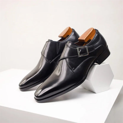 Men's Monk Strap Dress Shoes – Single Buckle Closure Formal Shoes with Rounded Toe for Work & Business Wear