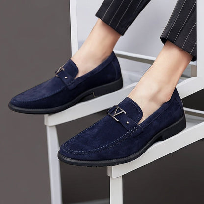 Men's Bit Loafers – Slip-On Metal Bit Detail Dress Loafers with Stacked Heel for Formal & Smart Casual Wear