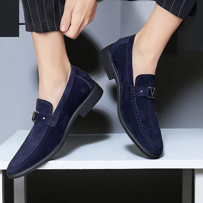 Men's Bit Loafers – Slip-On Metal Bit Detail Dress Loafers with Stacked Heel for Formal & Smart Casual Wear