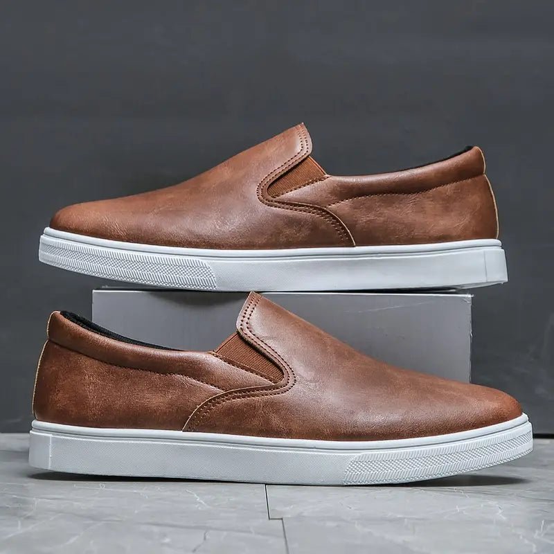 Men's Slip-On Sneakers – Low Top Elastic Panel Casual Sneakers for Everyday & Travel Wear
