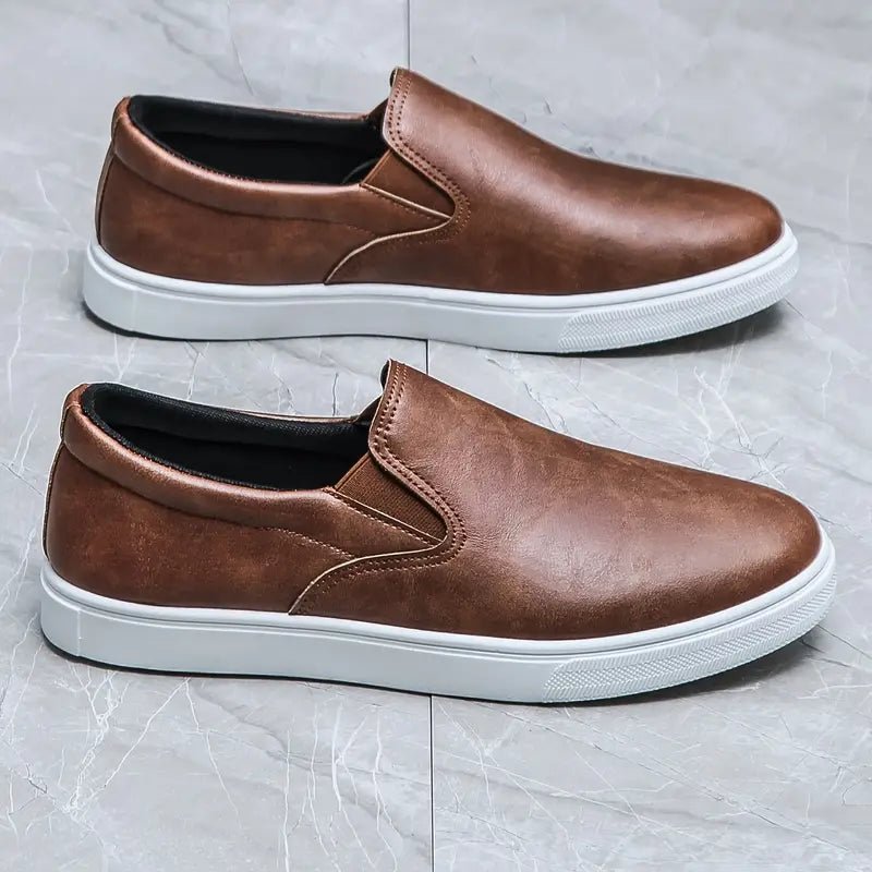 Men's Slip-On Sneakers – Low Top Elastic Panel Casual Sneakers for Everyday & Travel Wear