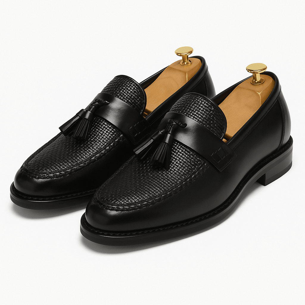 Men's Woven Tassel Loafers – Slip-On Textured Upper Dress Loafers for Formal, Office & Smart Casual Wear