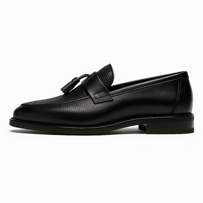 Men's Woven Tassel Loafers – Slip-On Textured Upper Dress Loafers for Formal, Office & Smart Casual Wear