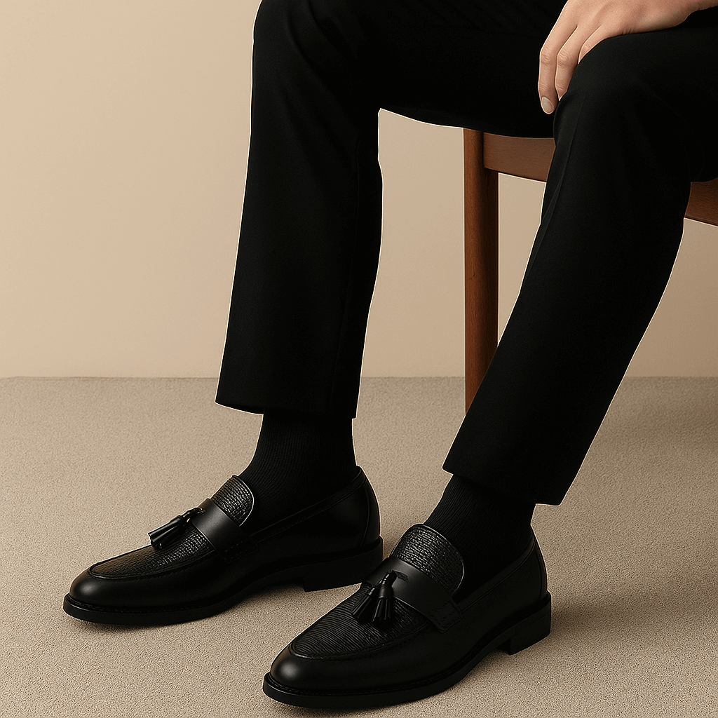Men's Woven Tassel Loafers – Slip-On Textured Upper Dress Loafers for Formal, Office & Smart Casual Wear