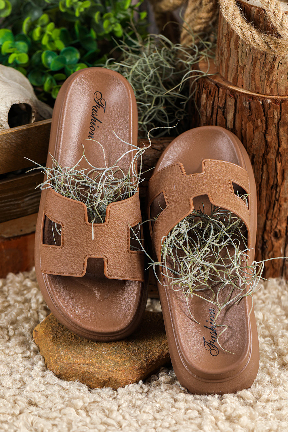 Women's Orthopedic Cut-Out Platform Slides — Cushioned Comfort Slippers