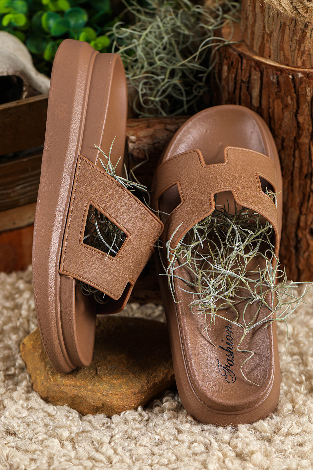 Women's Orthopedic Cut-Out Platform Slides — Cushioned Comfort Slippers