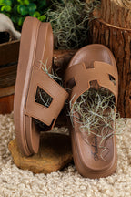 Women's Orthopedic Cut-Out Platform Slides — Cushioned Comfort Slippers